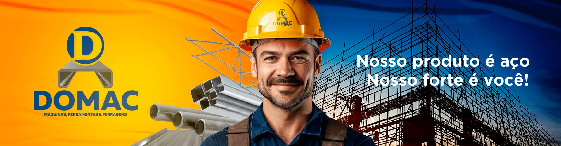Slide da pagina inicial da Domac - Máquinas, Ferramentas e Ferragens
